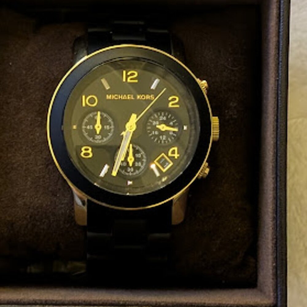 MICHAEL KORS 10ATM MK-5191GOLD & BLACK MENS WATCH